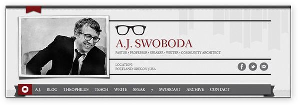 Header section screenshot of AJ's website