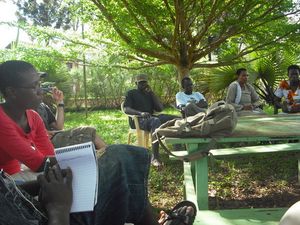 People sitting outside